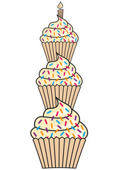 birthday cupcakes, vector