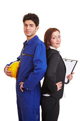 Handwerker und Geschäftsfrau
