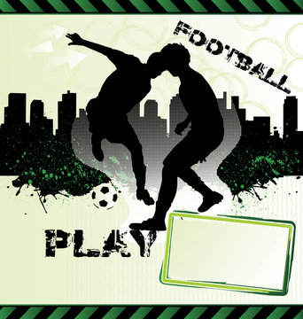 Football urban grunge poster with soccer player silhouette