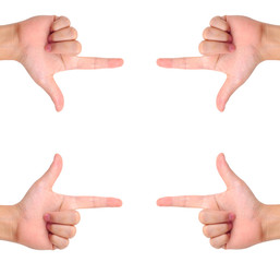 Four aiming hand signs created a frame