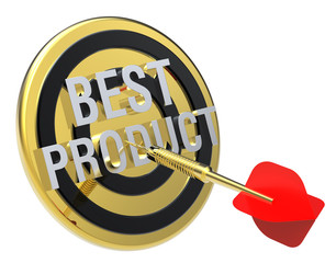 Red dart on a gold target with text on it.