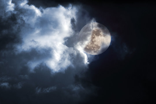 Stormy full moon night