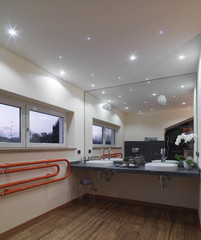 Bagno Moderno con Pavimento di Legno