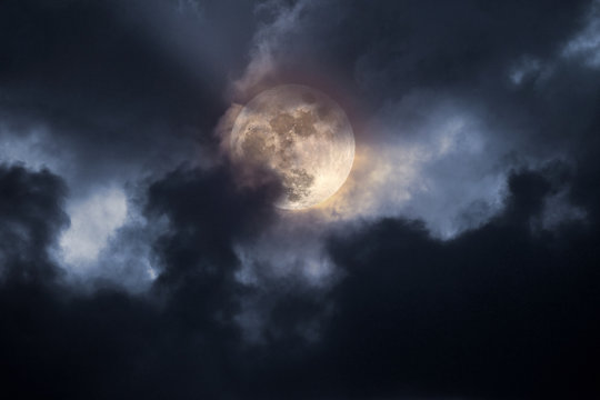 Stormy full moon night
