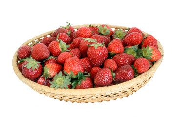 Strawberry in wicker bowl