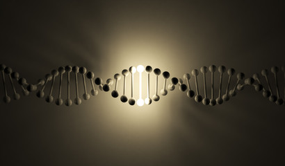 Luminous DNA. 3d illustration, on black background