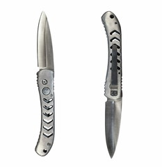 Chrome automatic knife isolated on white