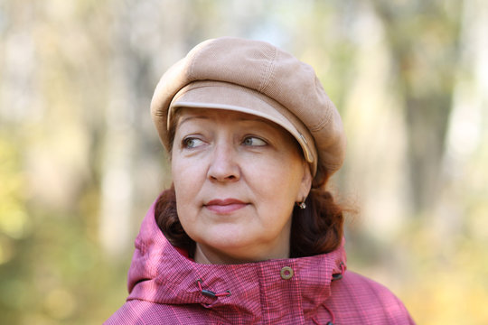 Closeup portrait of a happy mature woman