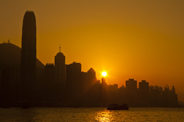 Hong Kong skyline in sunset
