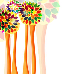 Colorful trees on the white background