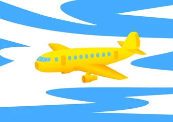 Crédence de cuisine en verre imprimé Avion, ballon Avion jaune