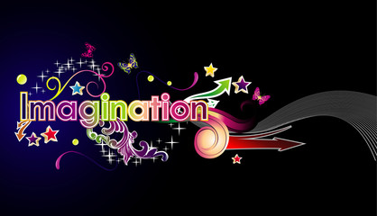 vector imagination text illustration