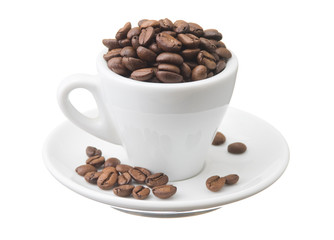 Cup with coffee beans