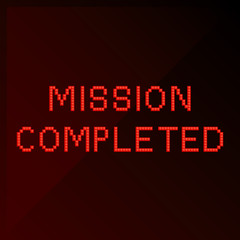 mission completed in pixel art style
