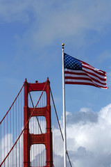 Golden Gate Bridge & American Flag