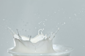 Splash in a milk glass