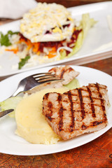 grilled steak with potatoes