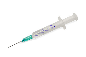 Syringe on white background