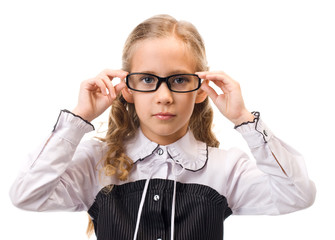 Portrait of a young beautiful girl in glasses