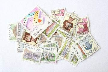 Fototapeta na wymiar Postage stamps from Poland