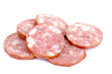 Meat product.Sausage isolated on white background