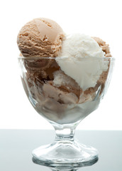 ice cream in a glass vase.