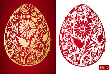 Fototapeta premium set of floral easter eggs