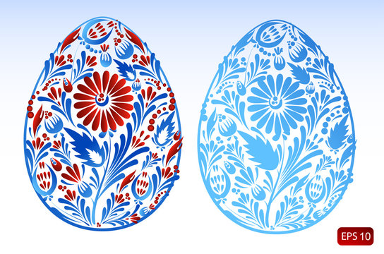 set of floral easter eggs