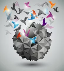 Photo sur Plexiglas Animaux géométriques Liberté de papier, illustration vectorielle abstraite Origami.