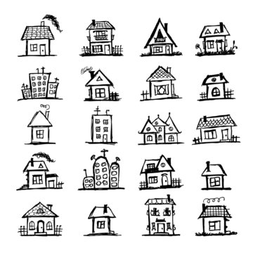 Sketch of art houses for your design