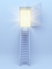Ladder to success. 3d illustration on blue background