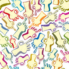 Finger pointing hands seamless pattern.