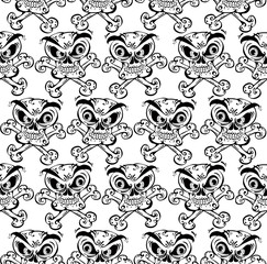 Crazy skulls seamless pattern.