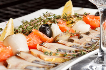 Fish delicacies on a festive table