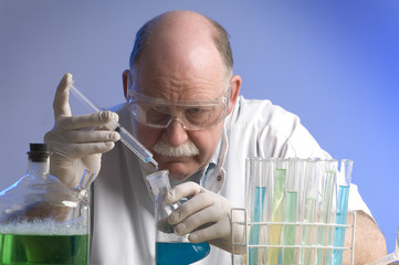 Scientist working with chemicals