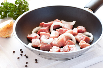 Fleisch und Zwiebeln