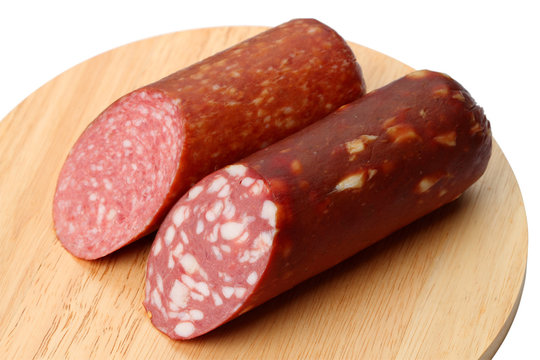Two varieties of smoked sausage