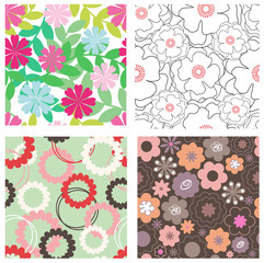 Set of floral seamless patterns
