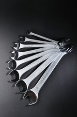 wrench set on black background