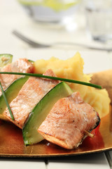 Salmon and avocado skewer