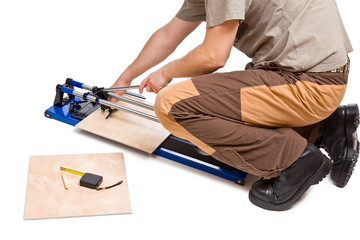 man cut tiles