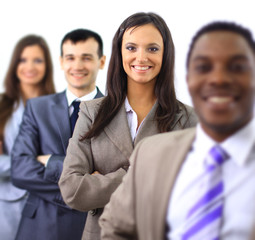 Closeup of a cute young businesswoman smiling in a