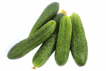 Group cucumber on a white background