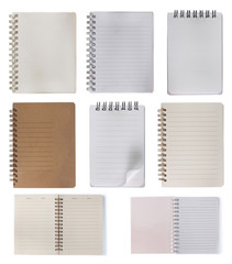 collection of notebook isolated over white background