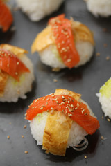 Nigirisushi: rice sushi with fish topping