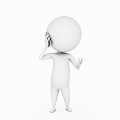 a 3d rendered illustration of a small guy with his touch phone