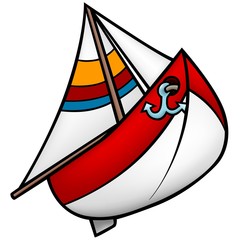 Fototapeta premium Sailboat - colored cartoon illustration