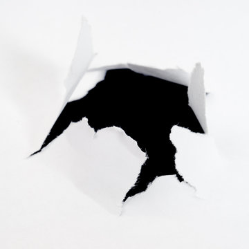 Hole in sheet of paper