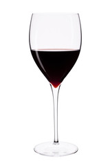 Wine glass with red wine.