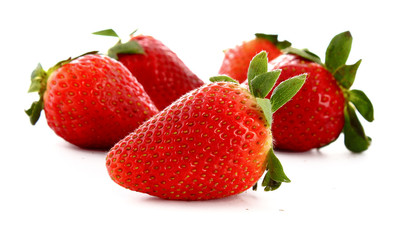 Few strawberries isolated on white